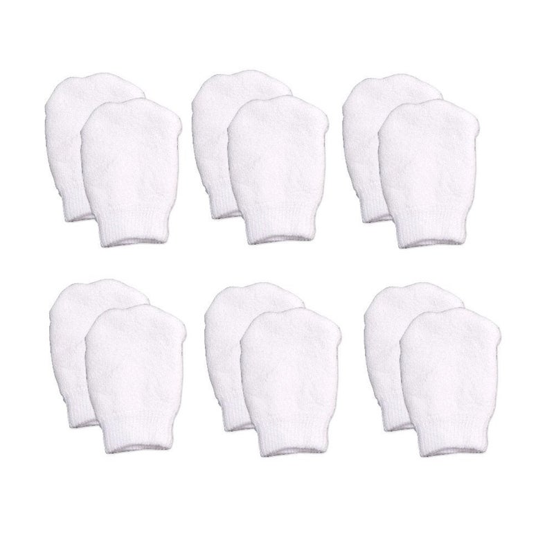 Nurses Choice White Newborn Baby Mittens by Nurses Choice (Includes 6 Pairs of No Scratch Cotton Mittens) - Image 1